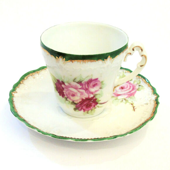Antique 1848-1933 WEIMAR Germany DEMITASSE Espresso CUP & SAUCER SET Bone China - Picture 6 of 6